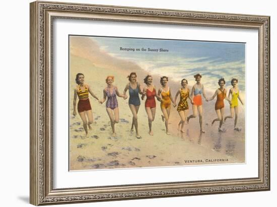 Bathing Beauties on Beach, Ventura-null-Framed Art Print