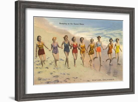 Bathing Beauties on Beach, Ventura-null-Framed Art Print