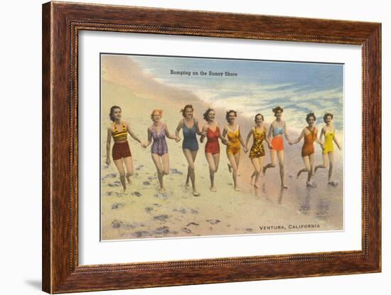 Bathing Beauties on Beach, Ventura-null-Framed Art Print