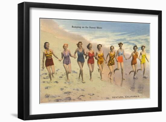 Bathing Beauties on Beach, Ventura-null-Framed Art Print