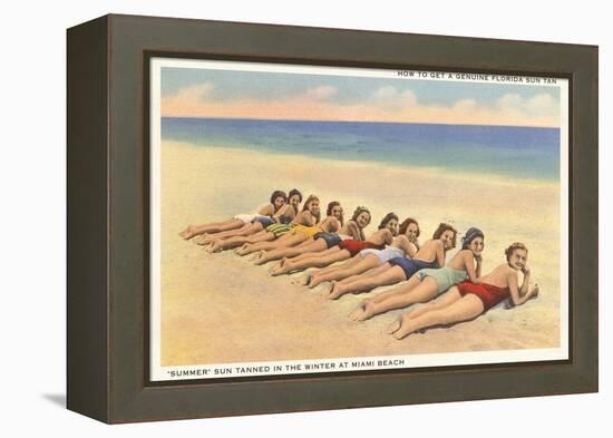 Bathing Beauties on Miami Beach, Florida-null-Framed Stretched Canvas