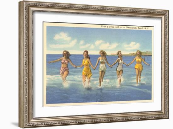 Bathing Beauties, Wrightsville Beach, North Carolina-null-Framed Art Print