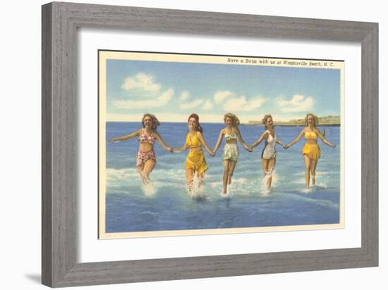 Bathing Beauties, Wrightsville Beach, North Carolina-null-Framed Art Print