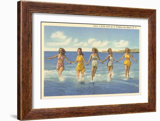 Bathing Beauties, Wrightsville Beach, North Carolina-null-Framed Art Print