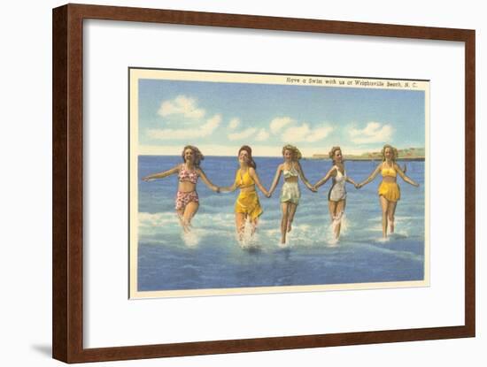 Bathing Beauties, Wrightsville Beach, North Carolina-null-Framed Art Print