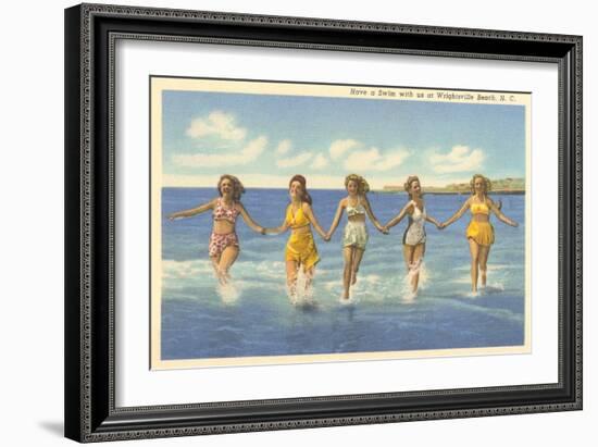 Bathing Beauties, Wrightsville Beach, North Carolina-null-Framed Art Print