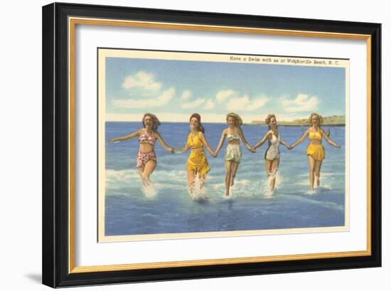 Bathing Beauties, Wrightsville Beach, North Carolina-null-Framed Art Print