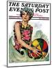 "Bathing Beauty and Beach Ball," Saturday Evening Post Cover, August 7, 1926-Ellen Pyle-Mounted Giclee Print