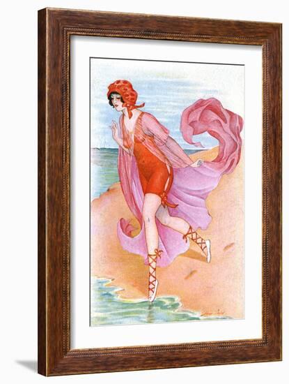 Bathing Beauty C1910-Xavier Sager-Framed Art Print