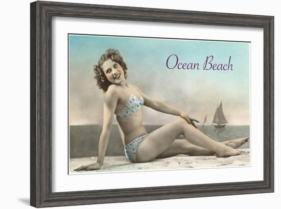 Bathing Beauty on Ocean Beach, San Diego, California-null-Framed Art Print