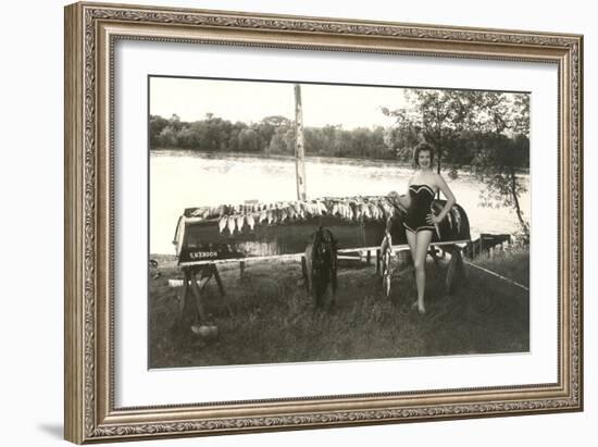 Bathing Beauty with Fish-null-Framed Art Print