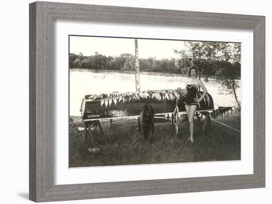 Bathing Beauty with Fish-null-Framed Art Print