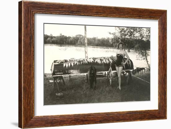 Bathing Beauty with Fish-null-Framed Art Print