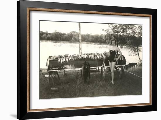 Bathing Beauty with Fish-null-Framed Art Print