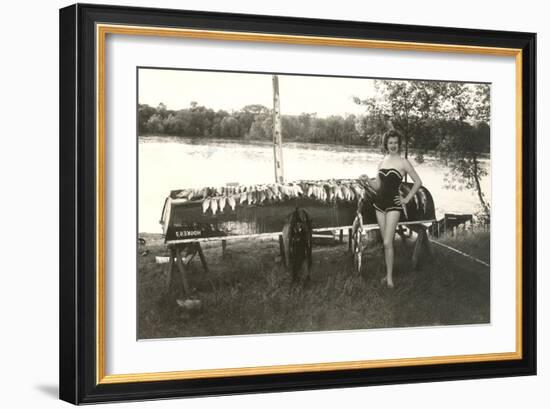 Bathing Beauty with Fish-null-Framed Art Print
