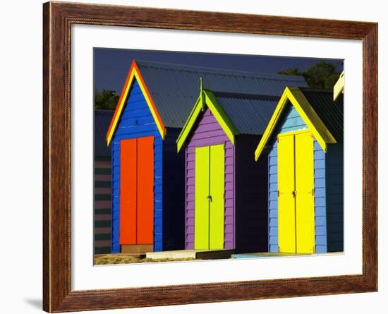 Bathing Boxes, Middle Brighton Beach, Port Phillip Bay, Melbourne, Victoria, Australia-David Wall-Framed Photographic Print