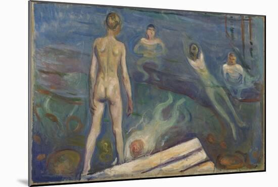 Bathing Boys (Oil on Canvas)-Edvard Munch-Mounted Giclee Print