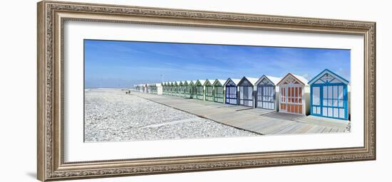 Bathing cabins on the beach, Cayeux-sur-Mer, Somme, Hauts-de-France, France-Panoramic Images-Framed Photographic Print