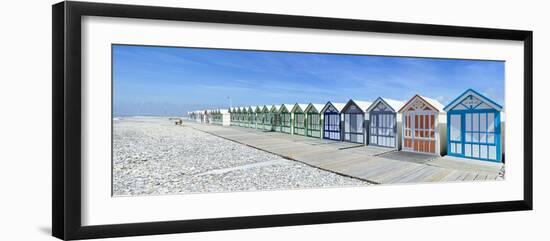 Bathing cabins on the beach, Cayeux-sur-Mer, Somme, Hauts-de-France, France-Panoramic Images-Framed Photographic Print