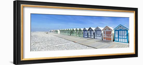 Bathing cabins on the beach, Cayeux-sur-Mer, Somme, Hauts-de-France, France-Panoramic Images-Framed Photographic Print