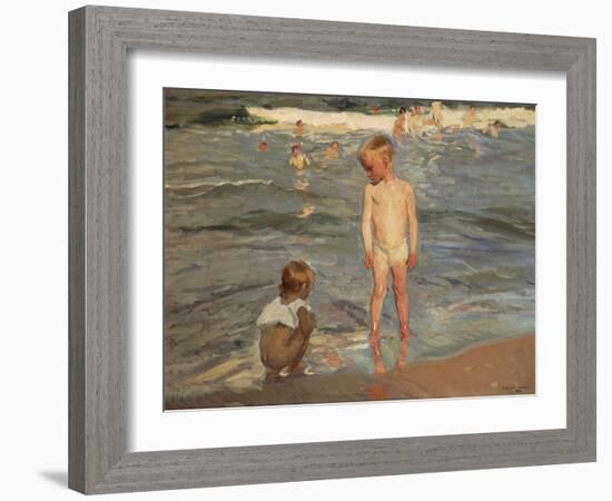 Bathing Children at the Beach of Valencia, 1910-Joaquin Sorolla-Framed Giclee Print