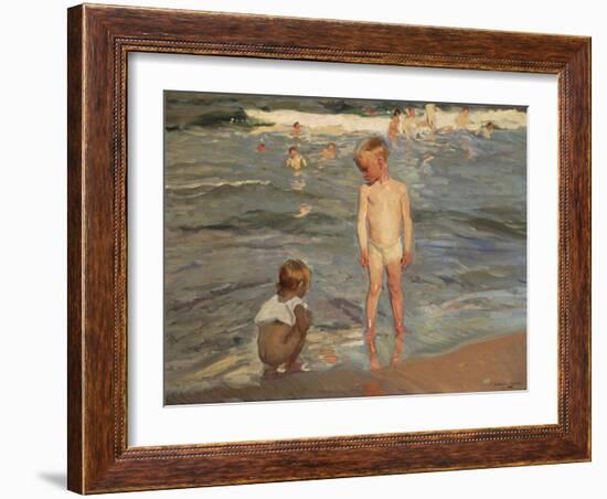 Bathing Children at the Beach of Valencia, 1910-Joaquin Sorolla-Framed Giclee Print