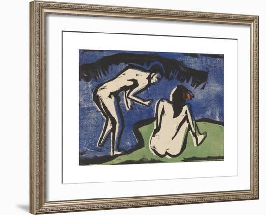 Bathing Couple-Ernst Ludwig Kirchner-Framed Premium Giclee Print