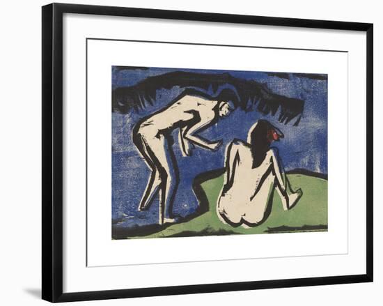 Bathing Couple-Ernst Ludwig Kirchner-Framed Premium Giclee Print