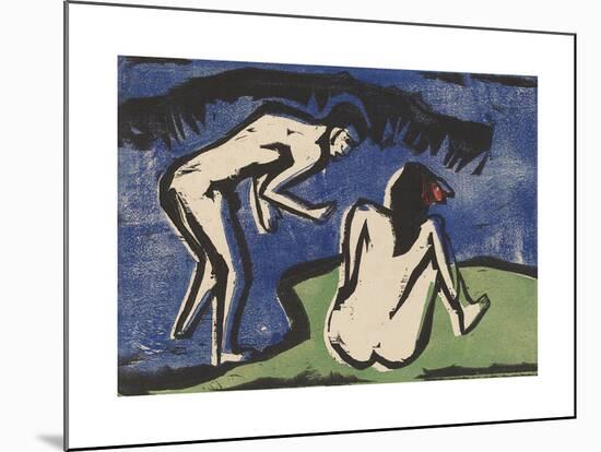Bathing Couple-Ernst Ludwig Kirchner-Mounted Premium Giclee Print