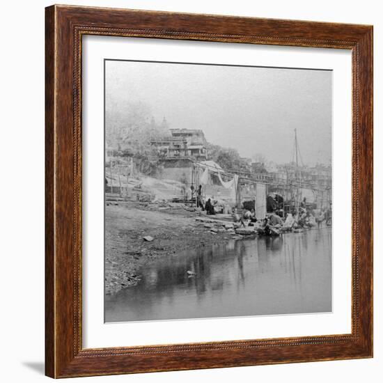 Bathing Ghat, Benares, India, Late 19th or Early 20th Century-BW Kilburn-Framed Giclee Print