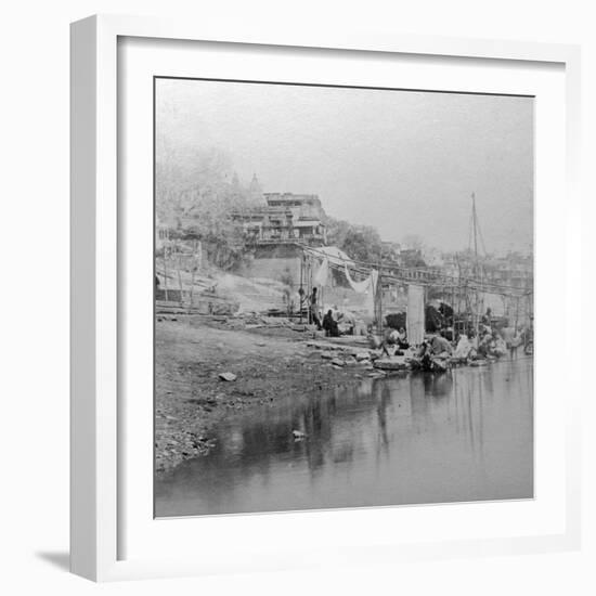 Bathing Ghat, Benares, India, Late 19th or Early 20th Century-BW Kilburn-Framed Giclee Print