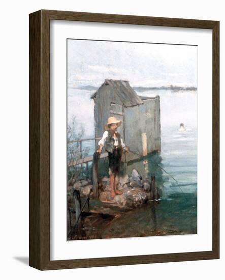 Bathing Hut with Boy, 1868-Pal Szinyei Merse-Framed Giclee Print