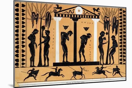 Bathing in Ancient Greece, Copy from a Greek Vase-null-Mounted Giclee Print