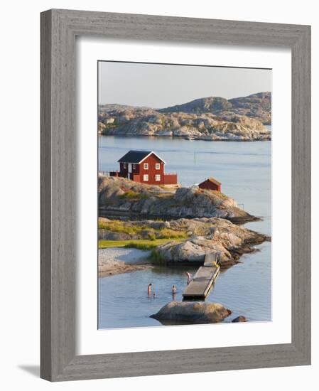 Bathing in Sea, Skarhamn on Island of Tjorn, Bohuslan, on West Coast of Sweden-Peter Adams-Framed Photographic Print