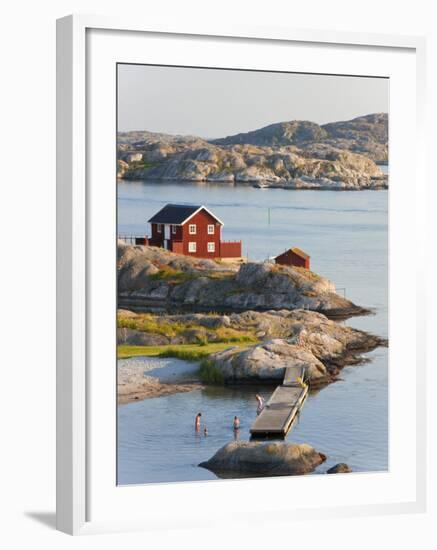 Bathing in Sea, Skarhamn on Island of Tjorn, Bohuslan, on West Coast of Sweden-Peter Adams-Framed Photographic Print