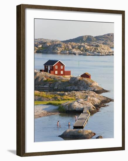 Bathing in Sea, Skarhamn on Island of Tjorn, Bohuslan, on West Coast of Sweden-Peter Adams-Framed Photographic Print