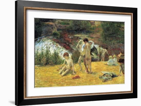 Bathing in the Mill of Bois D'Amour-Paul Gauguin-Framed Art Print