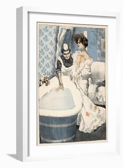 Bathing, Maid Runs Bath-Ferdinand Von Reznicek-Framed Art Print