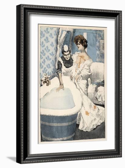 Bathing, Maid Runs Bath-Ferdinand Von Reznicek-Framed Art Print