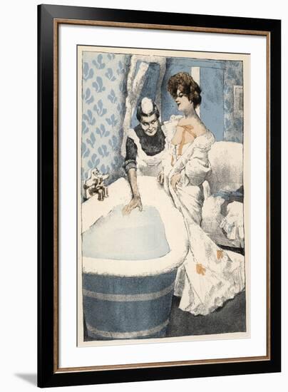 Bathing, Maid Runs Bath-Ferdinand Von Reznicek-Framed Art Print