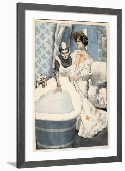 Bathing, Maid Runs Bath-Ferdinand Von Reznicek-Framed Art Print