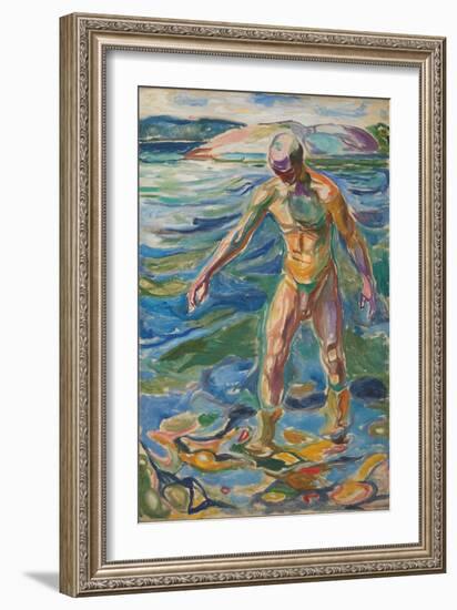 Bathing Man, 1918 (Oil on Canvas)-Edvard Munch-Framed Giclee Print