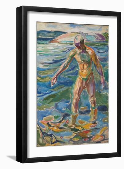 Bathing Man, 1918 (Oil on Canvas)-Edvard Munch-Framed Giclee Print