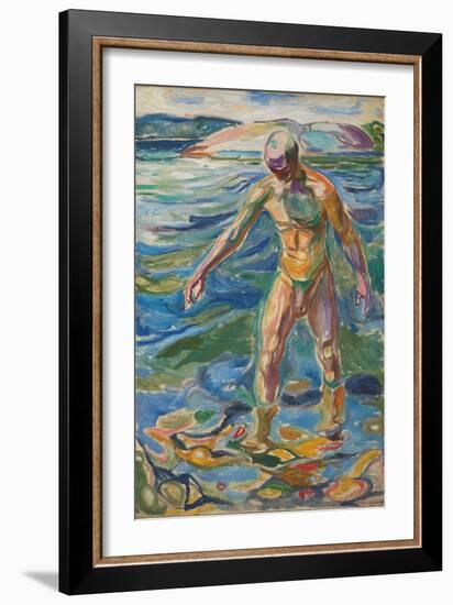 Bathing Man, 1918 (Oil on Canvas)-Edvard Munch-Framed Giclee Print