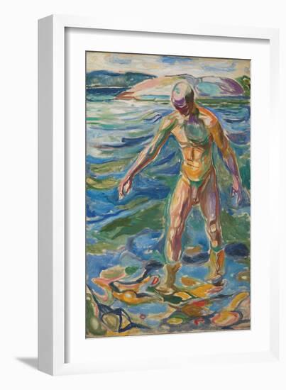 Bathing Man, 1918 (Oil on Canvas)-Edvard Munch-Framed Giclee Print