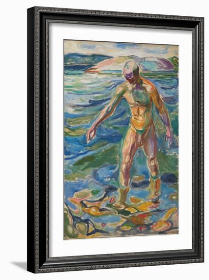 Bathing Man, 1918 (Oil on Canvas)-Edvard Munch-Framed Giclee Print