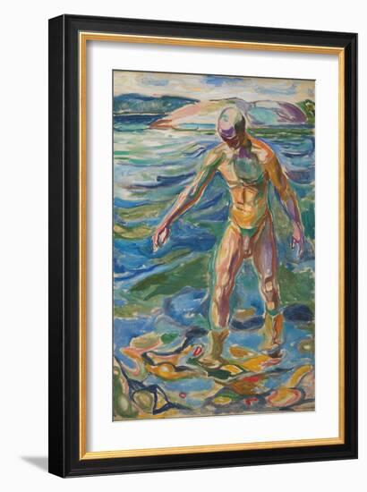 Bathing Man, 1918 (Oil on Canvas)-Edvard Munch-Framed Giclee Print