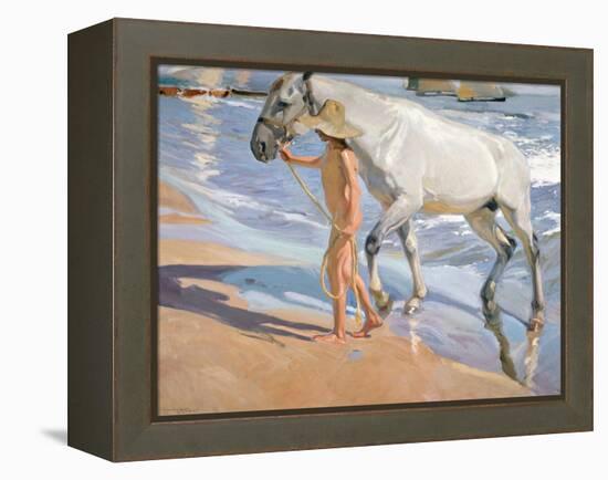 Bathing of a Horse. 1909-Joaquin Sorolla-Framed Premier Image Canvas