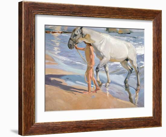 Bathing of a Horse. 1909-Joaquin Sorolla-Framed Giclee Print