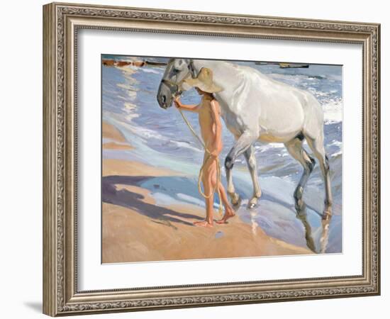 Bathing of a Horse-Joaquín Sorolla y Bastida-Framed Giclee Print